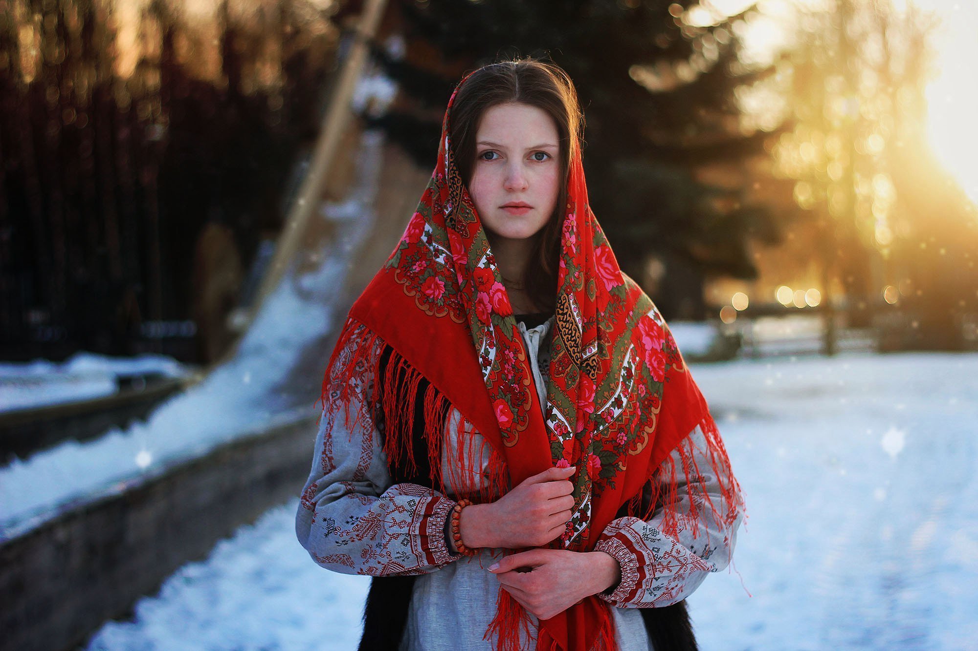 Girls in Slavic costumes in Xining
